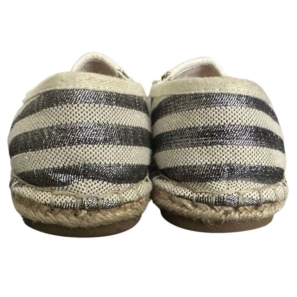Charter Club Joeey Round Toe Metallic Stripe Espadrille Flats Size 8.5